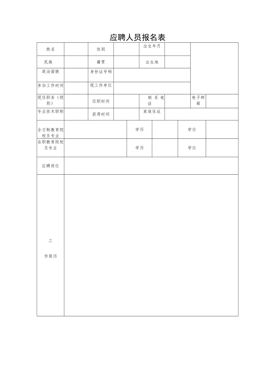 应聘人员报名表（2022年）.docx_第1页