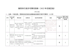 衡阳市行政许可事项清单2022年石鼓区版.docx