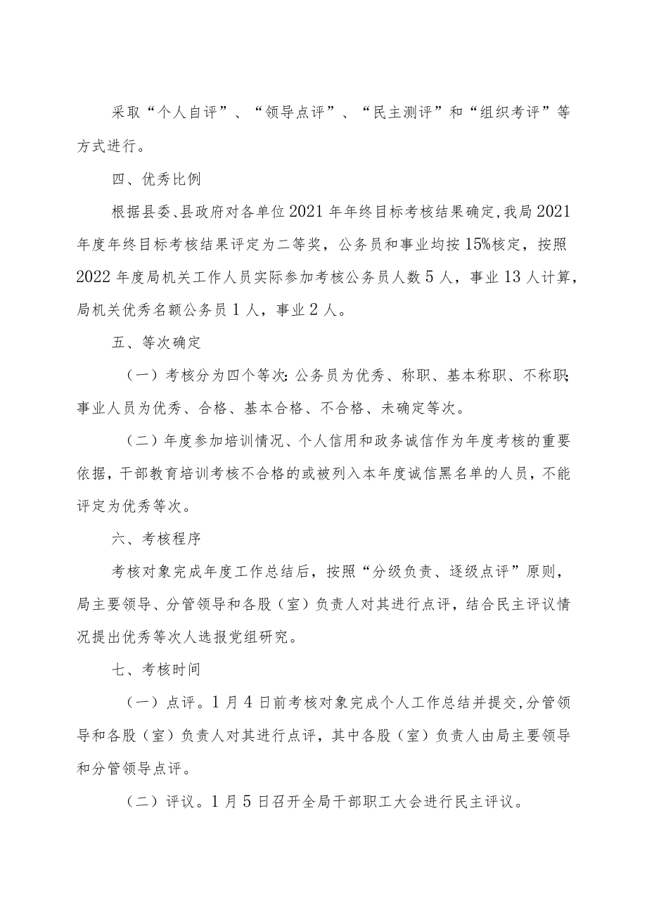 XX县审计局2022年度机关工作人员考核工作方案.docx_第2页