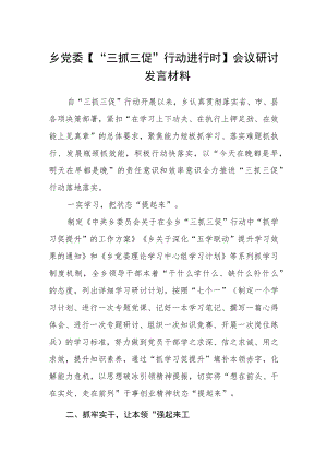 乡党委【“三抓三促”行动进行时】会议研讨发言材料三篇模板.docx