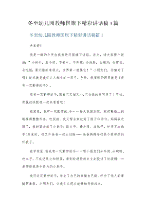 冬至幼儿园教师国旗下精彩讲话稿3篇.docx