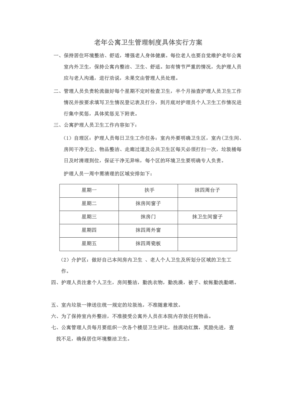 老公寓卫生管理制度具体实行方案.doc_第1页