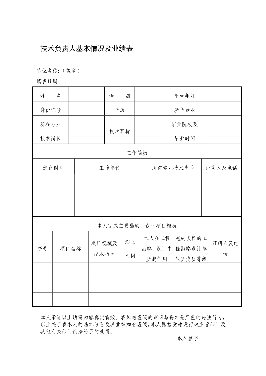 技术负责人基本情况及业绩表.doc_第1页