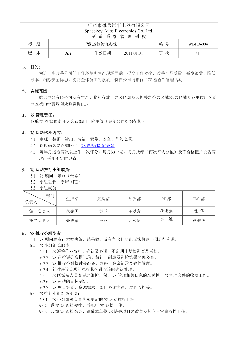 汽车电器有限公司7S巡检管理办法.doc_第1页