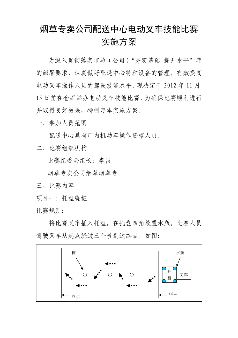 烟草专卖公司配送中心电动叉车技能比赛实施方案.doc_第1页