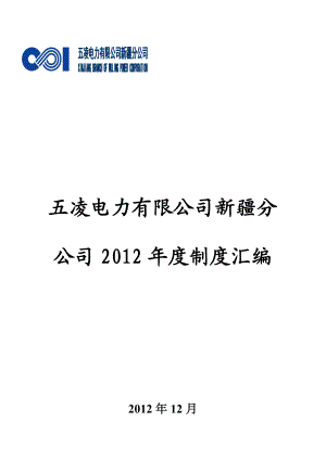 五凌电力有限公司新疆分公司制度汇编.doc