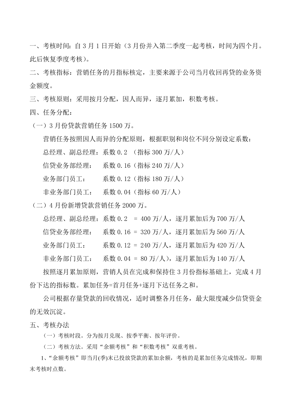 小贷公司贷款营销考核办法.doc_第1页