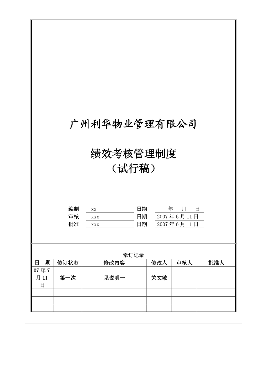 东利华物业集团绩效考核管理制度(14P).doc_第1页