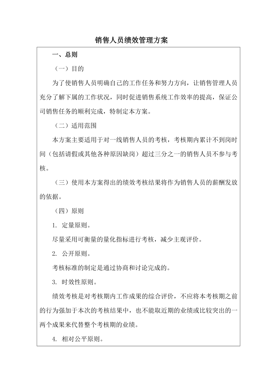 销售人员绩效考核管理方案.doc_第2页