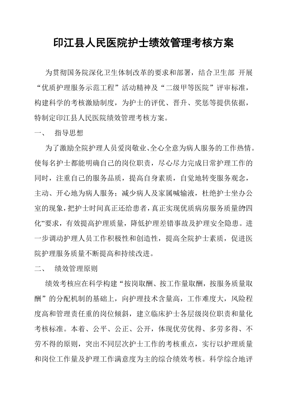 护士绩效管理考核方案.doc_第1页