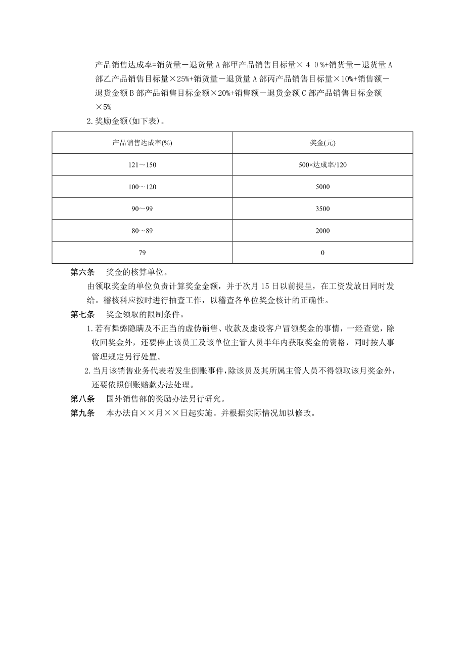 销售人员绩效奖金管理办法.doc_第2页