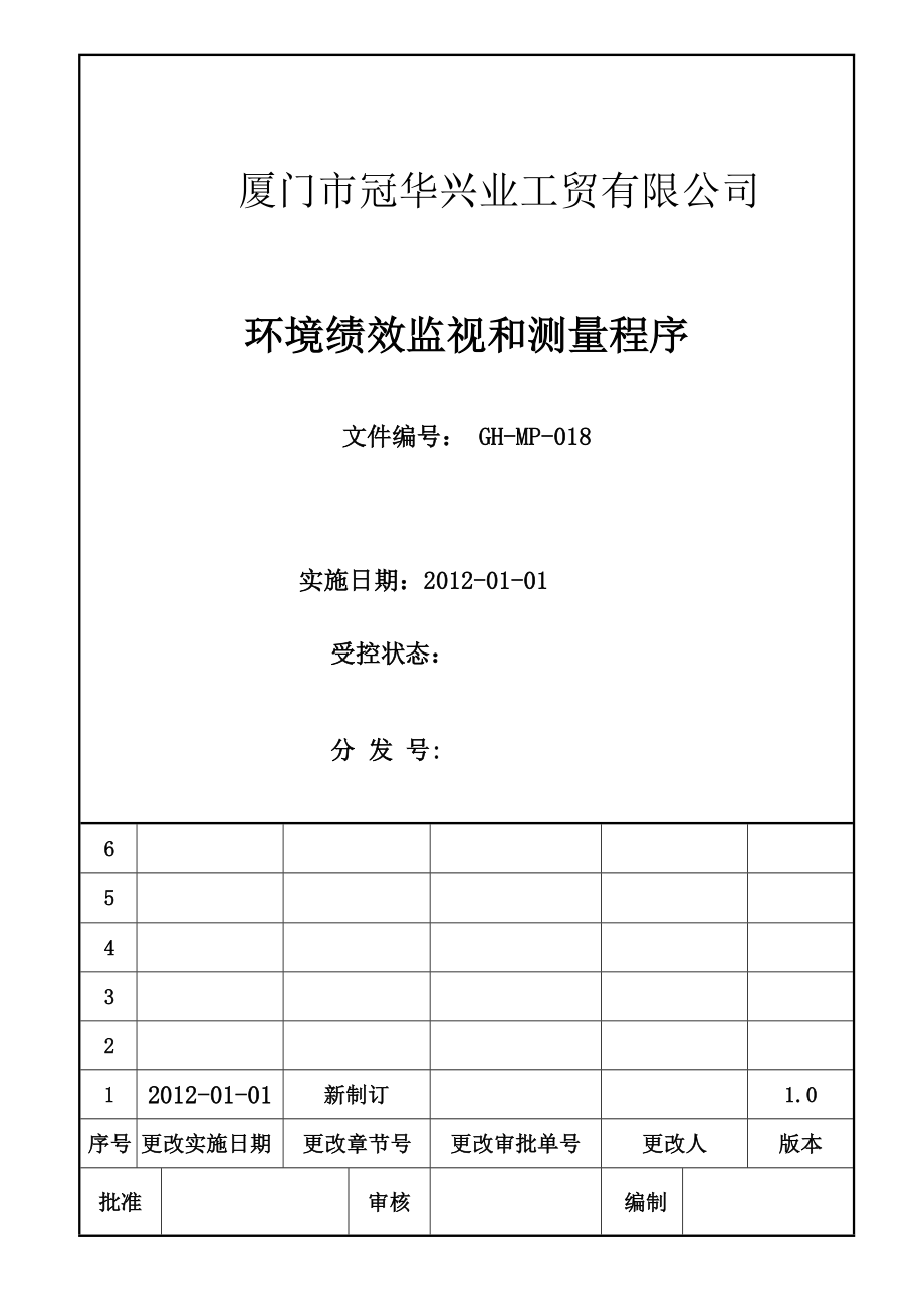 工贸公司环境绩效监测和测量程序.doc_第1页