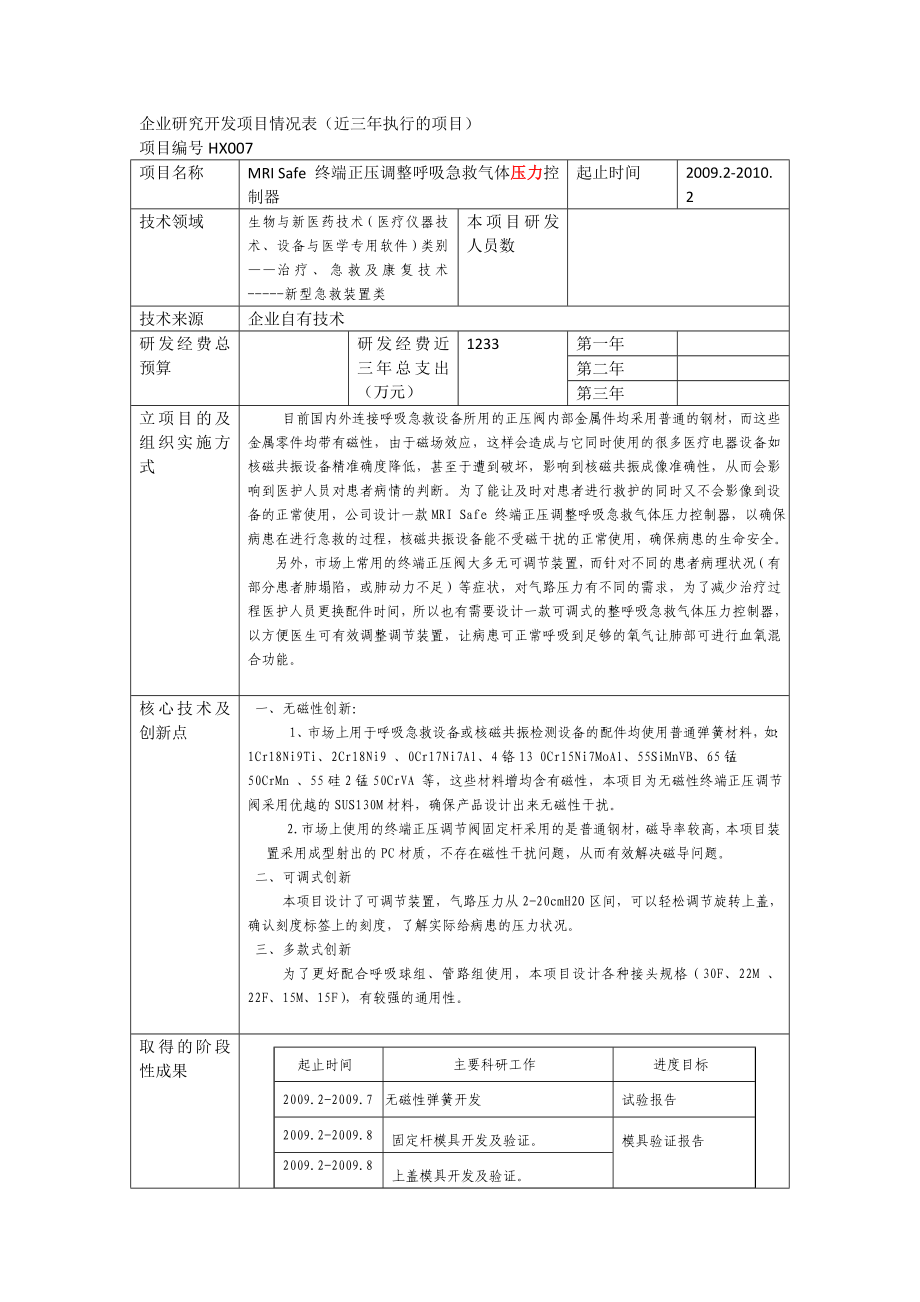 医疗器械开发设计可行性持术报告.doc_第1页