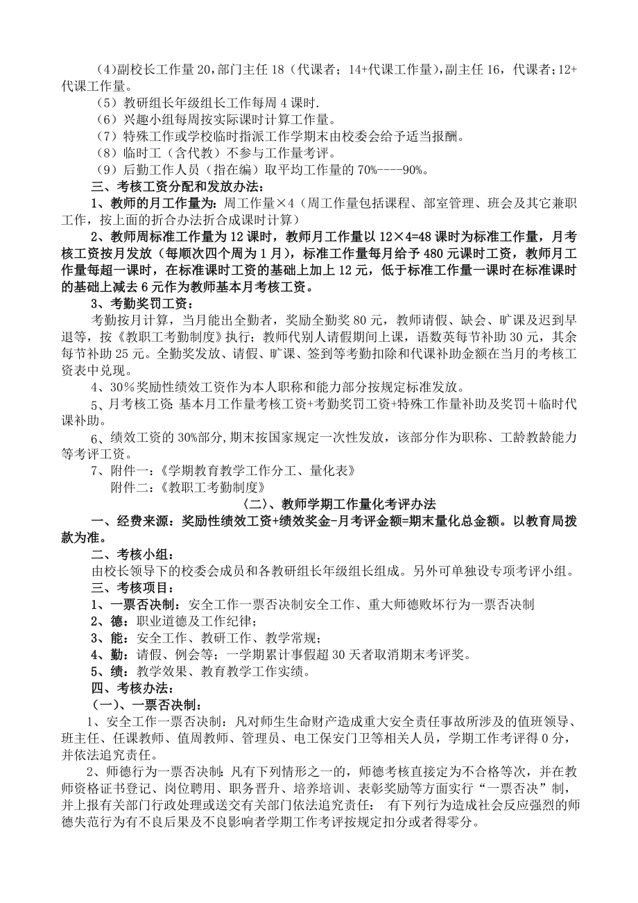 小学教职工绩效奖金考核方案.doc_第2页