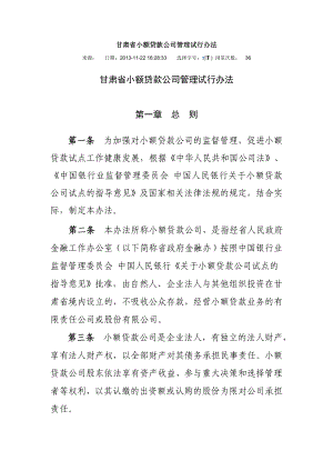 甘肃省小额贷款公司管理试行办法免费下载.doc