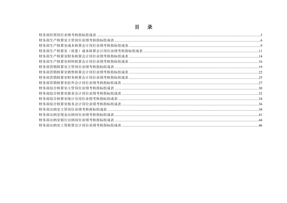 财务部岗位业绩考核指标组成表.doc_第1页