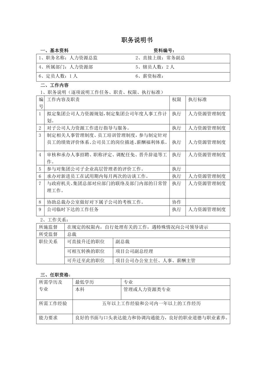 华立地产集团职务说明书.doc_第1页