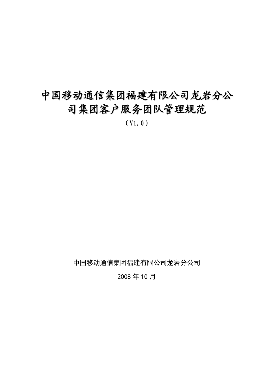 中国移动分公司集团客户服务团队管理规范.doc_第1页