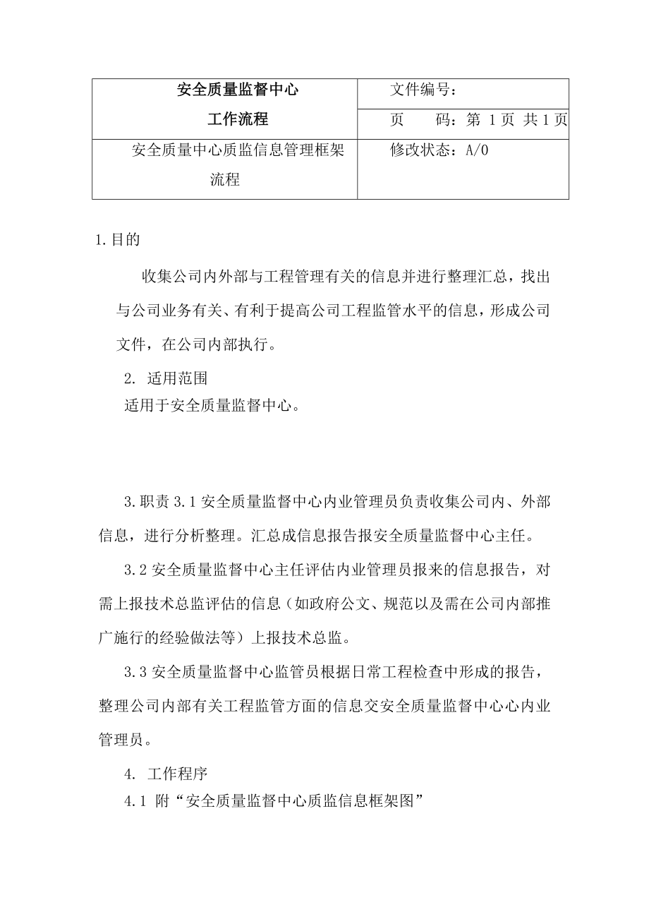 某房地产公司质监中心建筑工程质监信息管理框架流程.doc_第1页