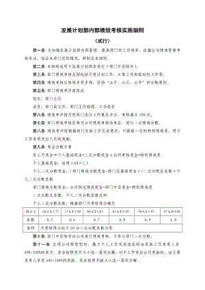 发展计划部内部绩效考核实施细则.doc