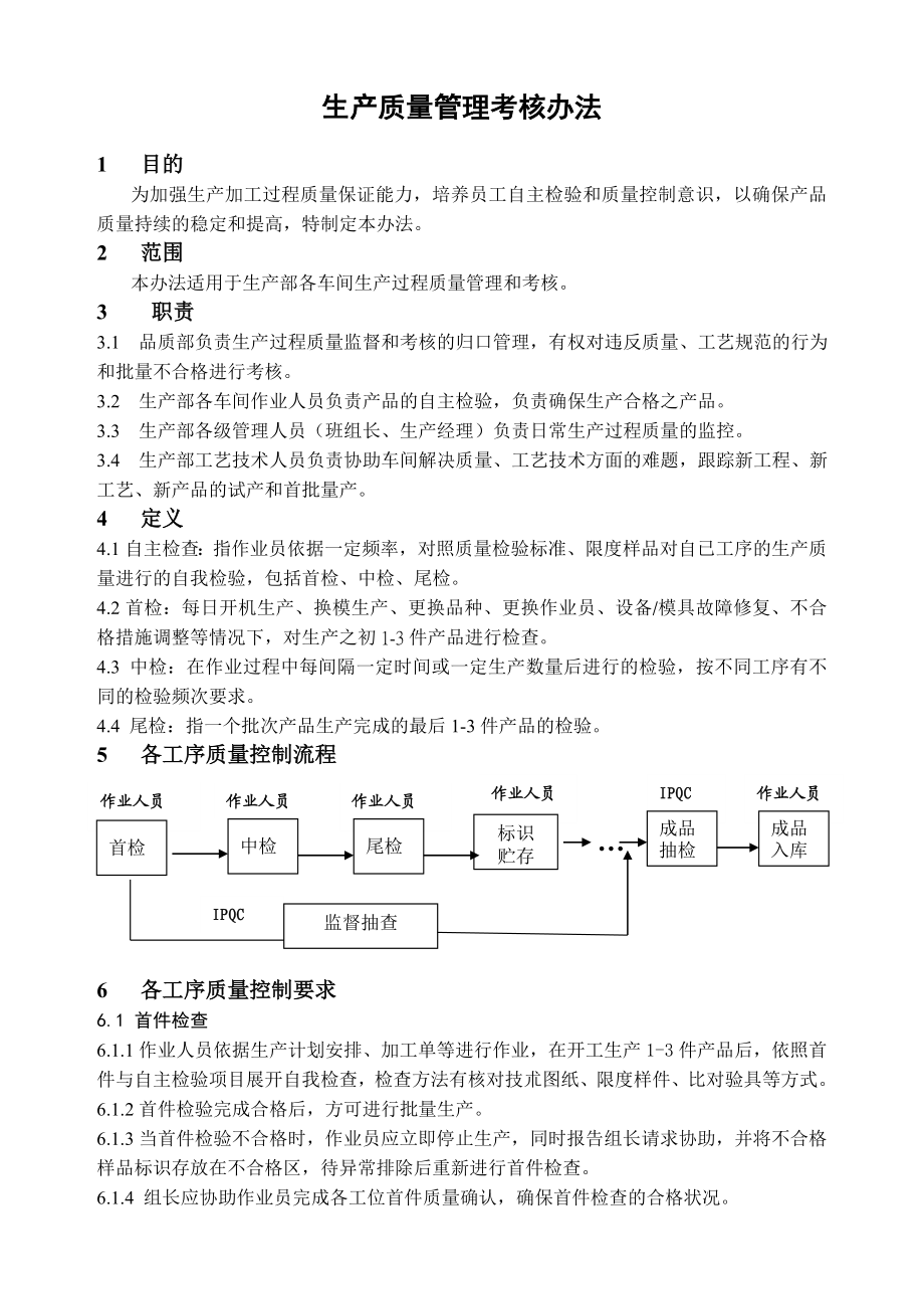 生产部质量管理考核办法8.doc_第1页