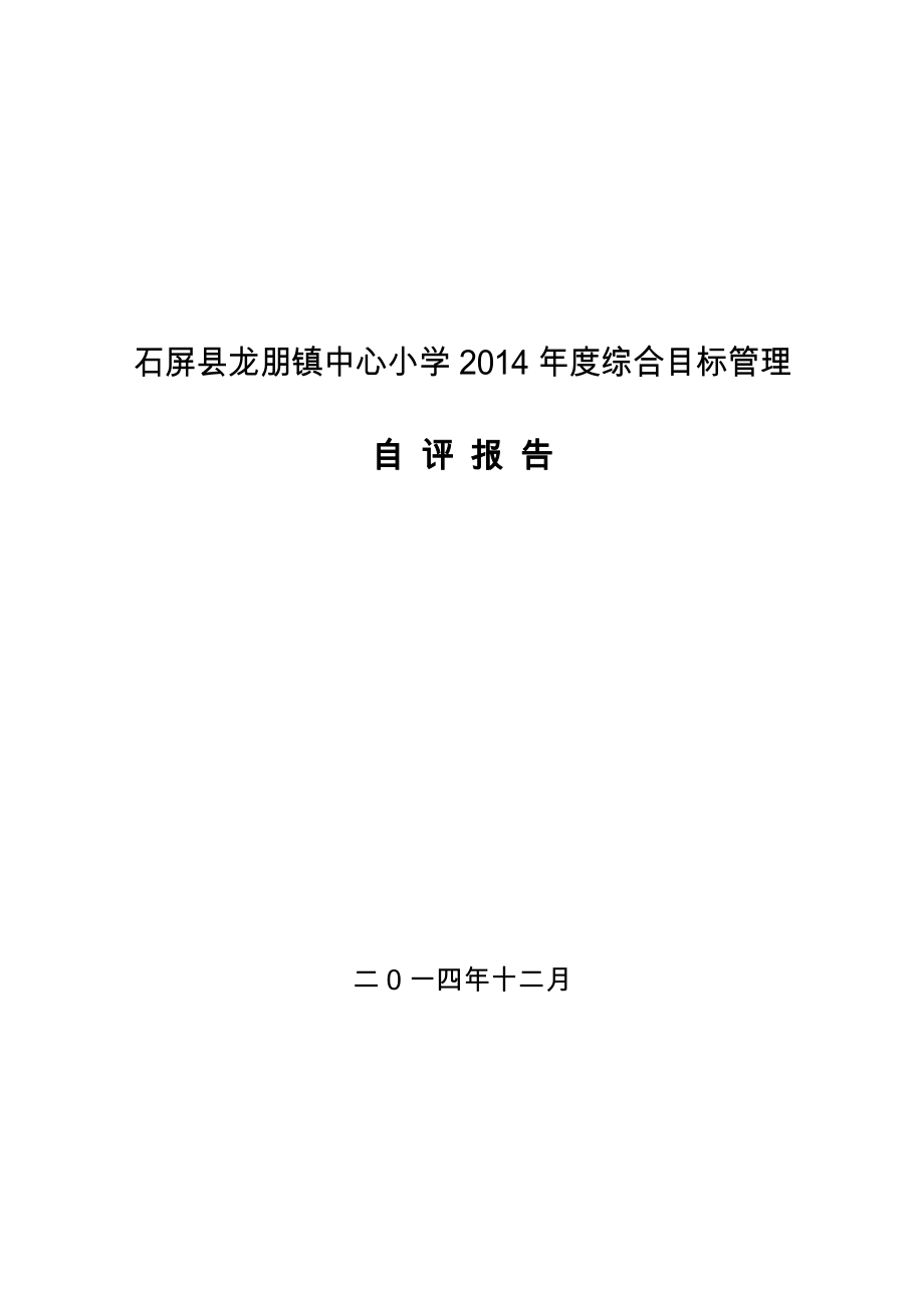 石屏县龙朋镇中心小学综合目标管理自评报告(定稿).doc_第1页