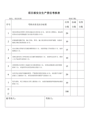 项目部安全生产考核表.doc