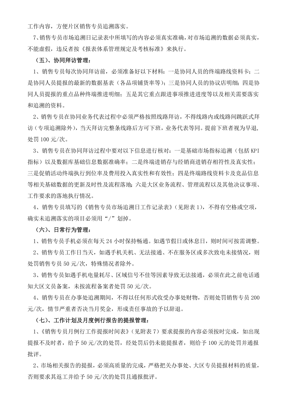 7大区销售专员日常行为管理规定与考核标准.doc_第3页