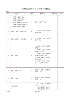 安全生产目标责任书考核表.doc