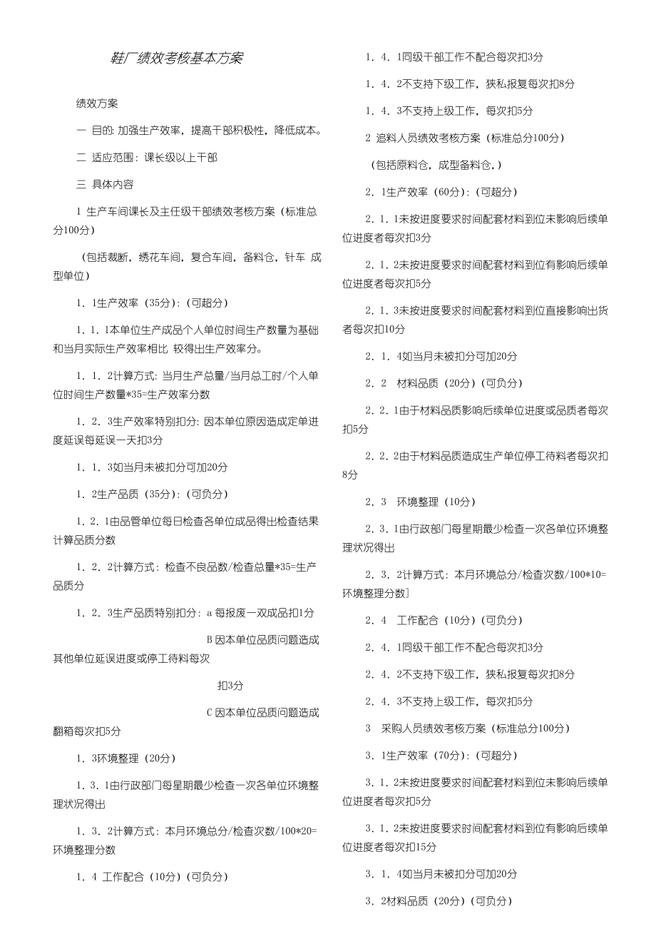 鞋厂打造高绩效考核基本方案.doc_第1页