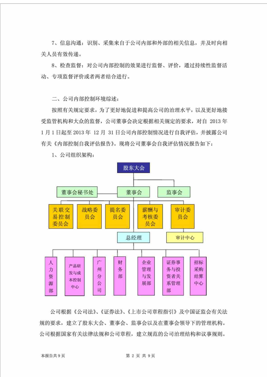 关于公司内部控制的自我评估报告.doc_第2页