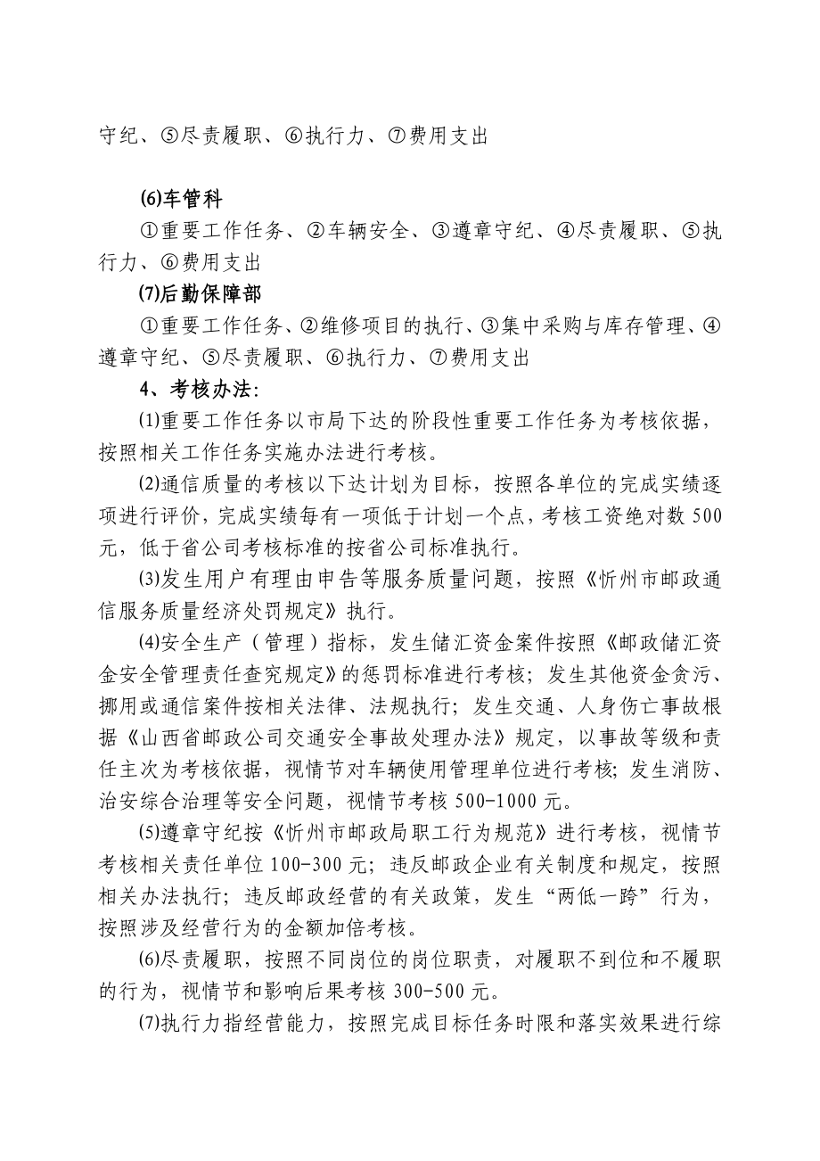 邮政局基本工资、绩效工资考核办法.doc_第3页