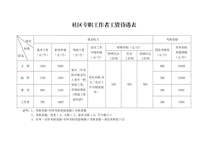 社区专职工作者工资待遇表.doc