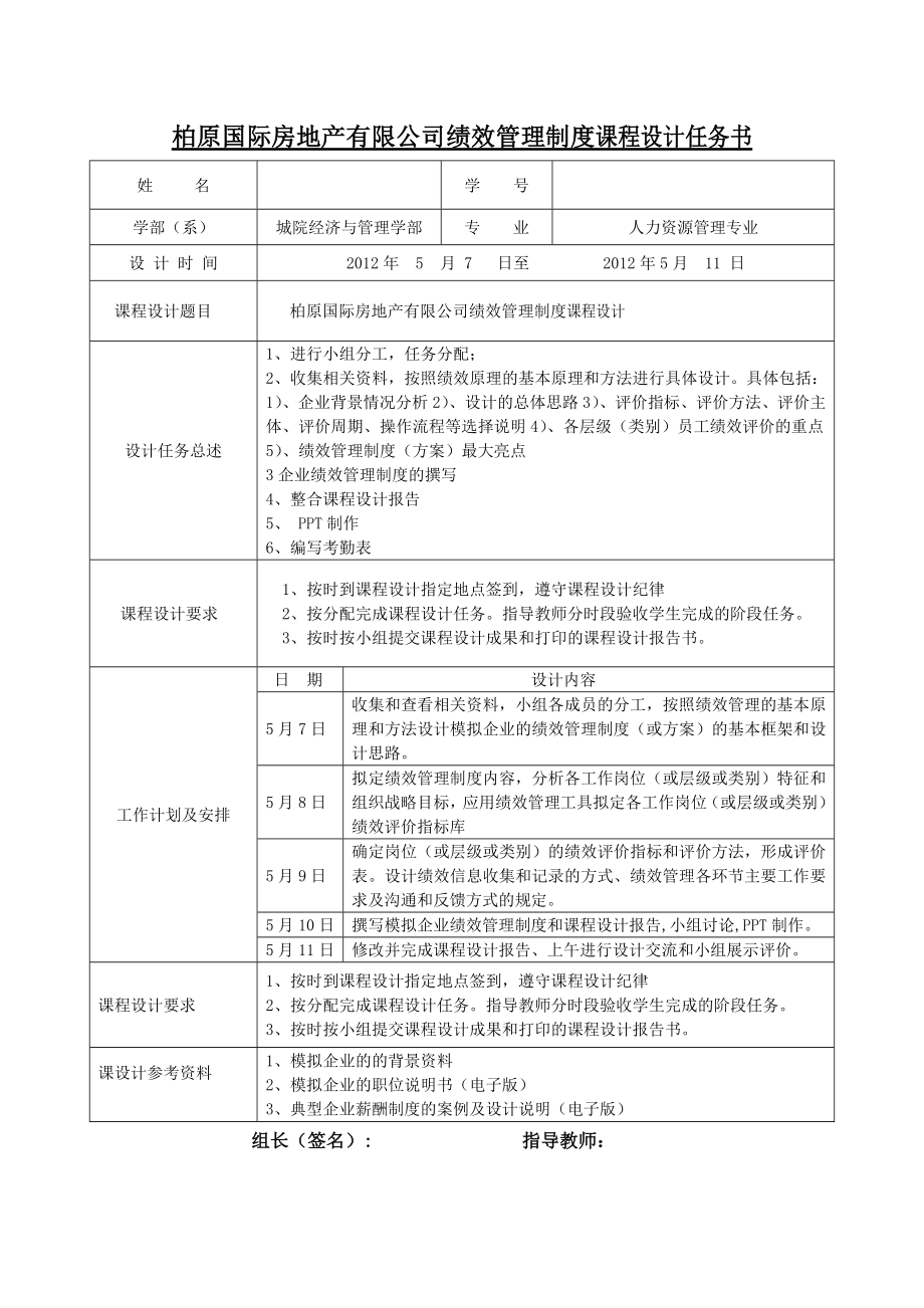 绩效管理课程设计、人员测评设计报告书、人员素质测评课程设计报告及《用人之道》学生实训报告.doc_第2页