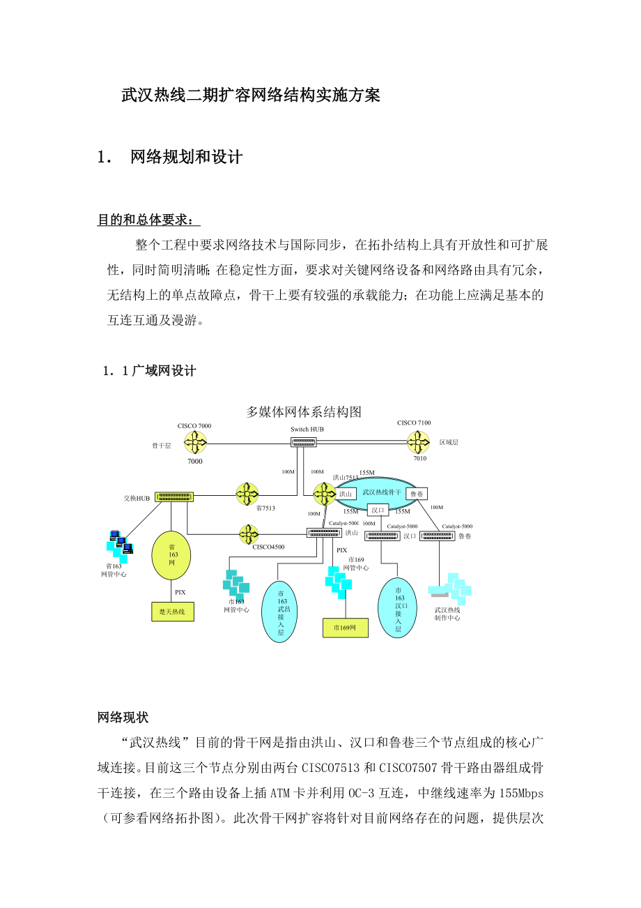 武汉热线二期扩容网络结构实施方案 (２）.doc_第1页