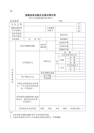 道路旅客运输企业基本情况表道路旅客运输企业分支机构质量信誉考核表[宝典].doc