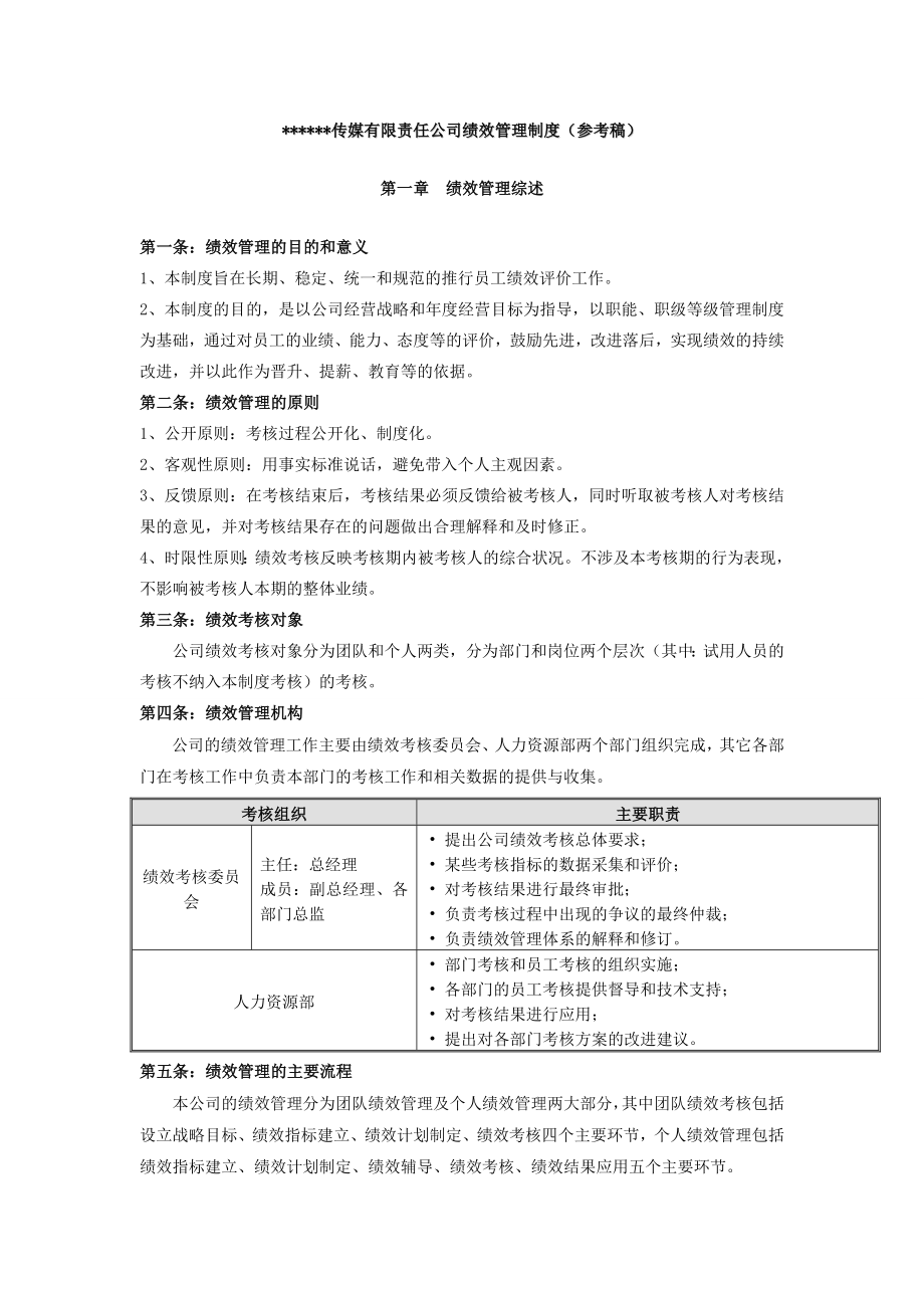 某传媒公司绩效管理制度.doc_第1页