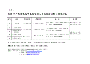 广东省饭店中高层管理人员岗位培训班日程安排表.doc