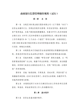 某商业银行信贷管理操作规程.doc