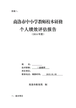 商洛市中小学教师校本研修个人绩效评估报告.doc