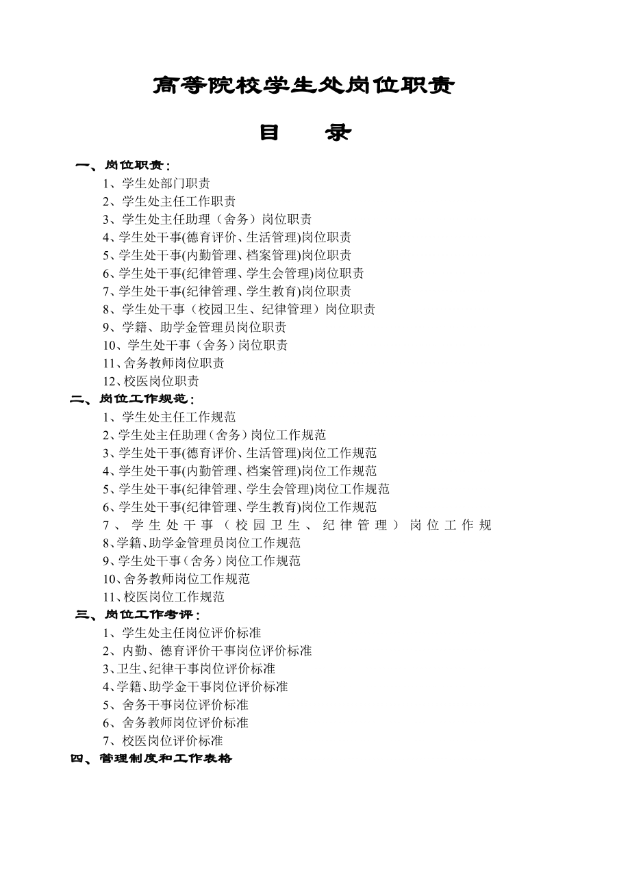 高等院校学生处岗位职责.doc_第1页