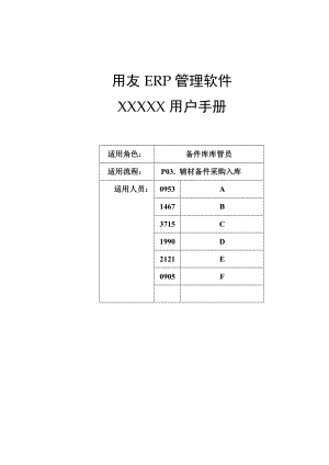 用友实施方法论3.0全部工具模板4611用户标准操作手册.doc