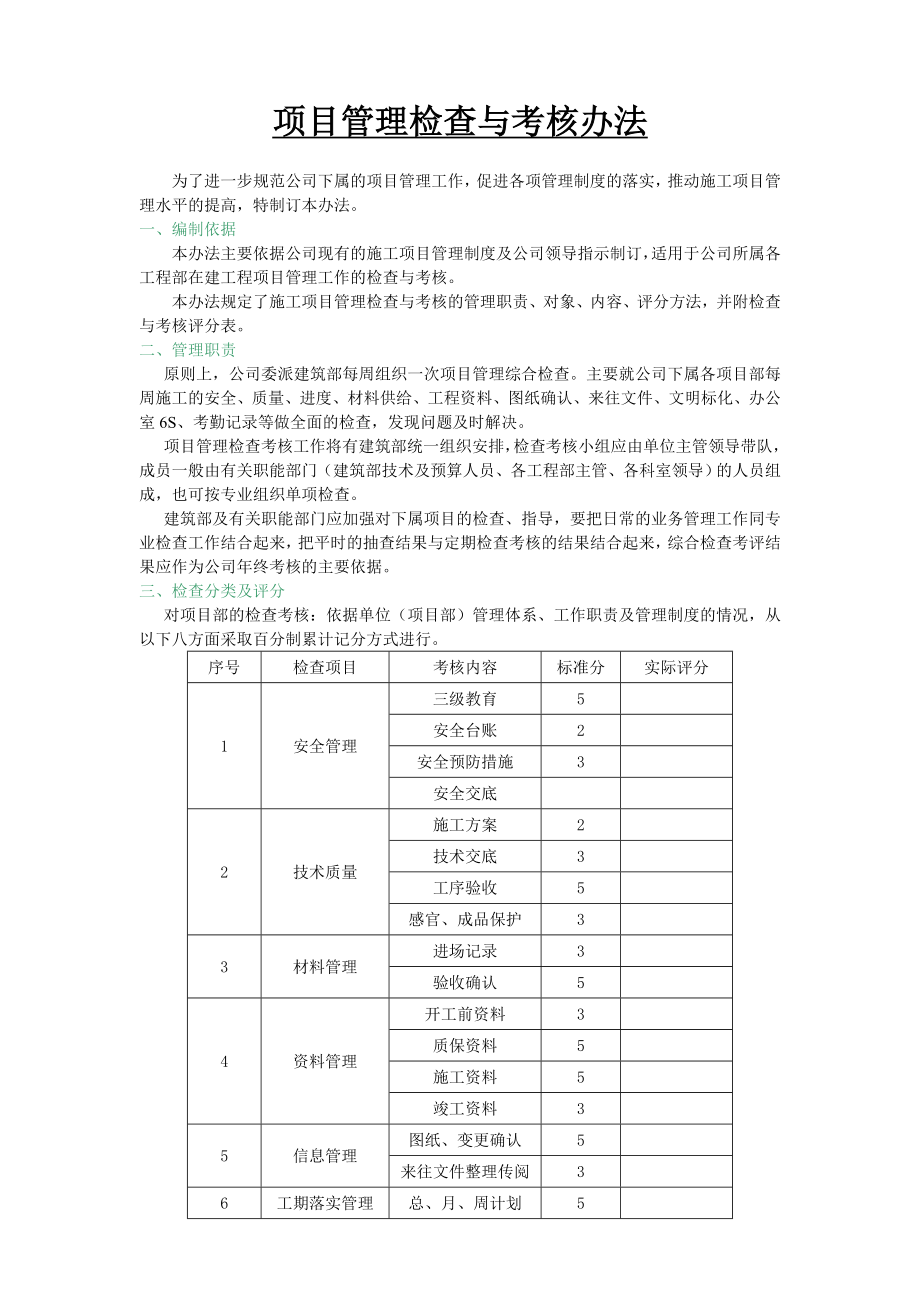 项目管理检查与考核办法1.doc_第1页