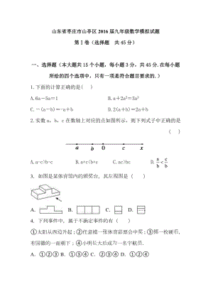 山东省枣庄市山亭区中考数学模拟试题.doc