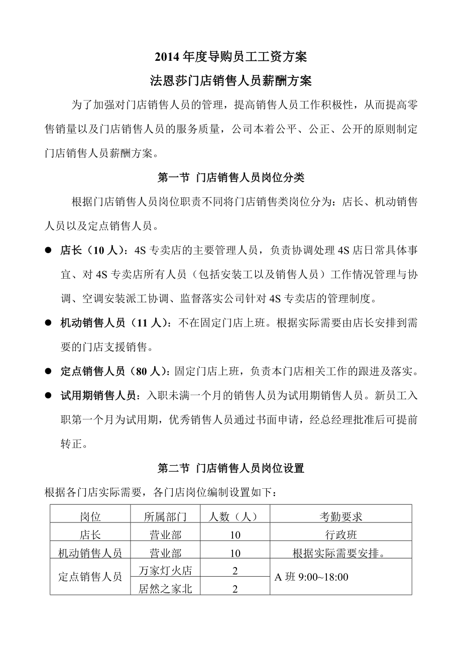 门店销售人员薪酬方案导购员工工资方案.doc_第1页