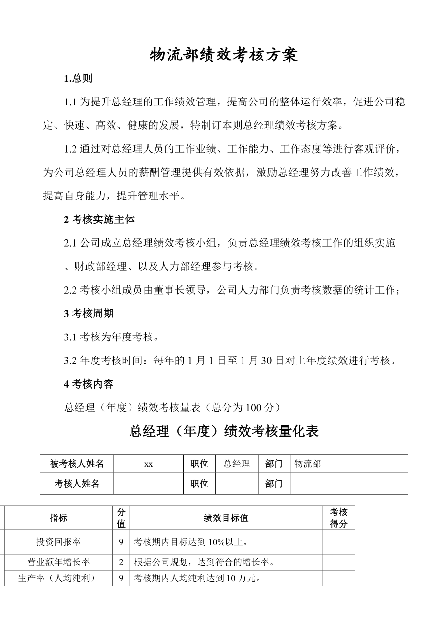 物流部绩效考核方案.doc_第1页