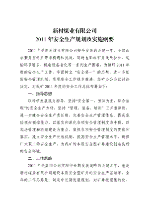 煤业有限公司安全生产规划及实施纲要.doc