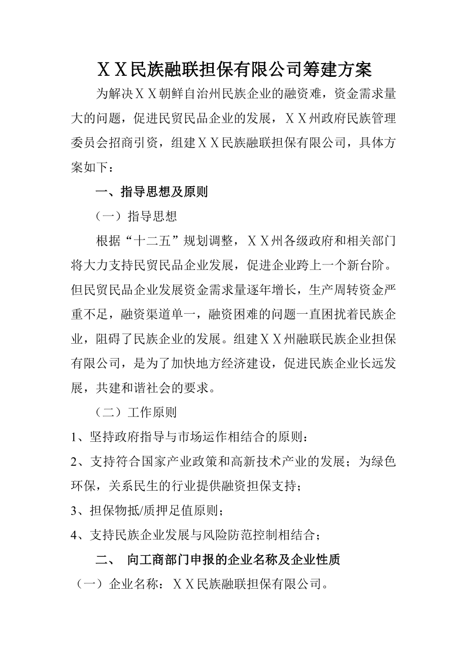 融联担保有限公司筹建方案.doc_第1页