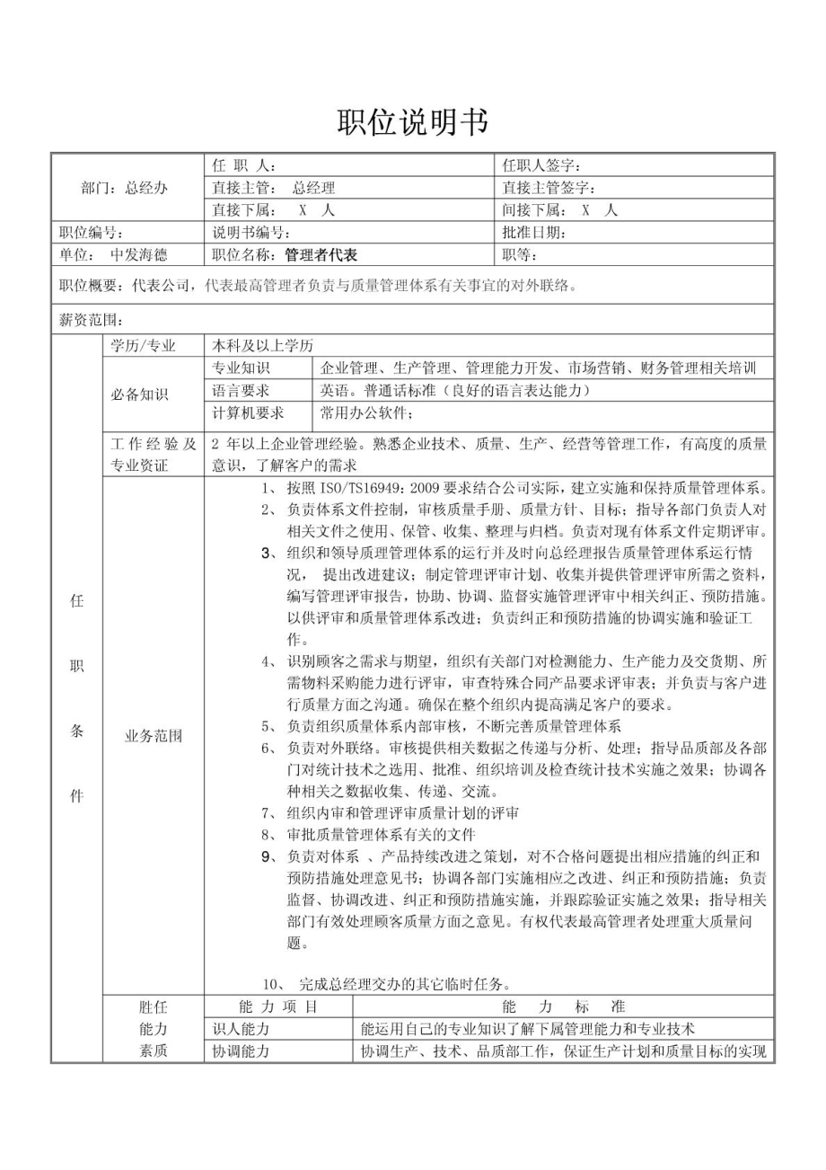 管理者代表—岗位职责.doc_第1页