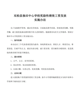 中心学校奖励性绩效工资发放实施办法.doc